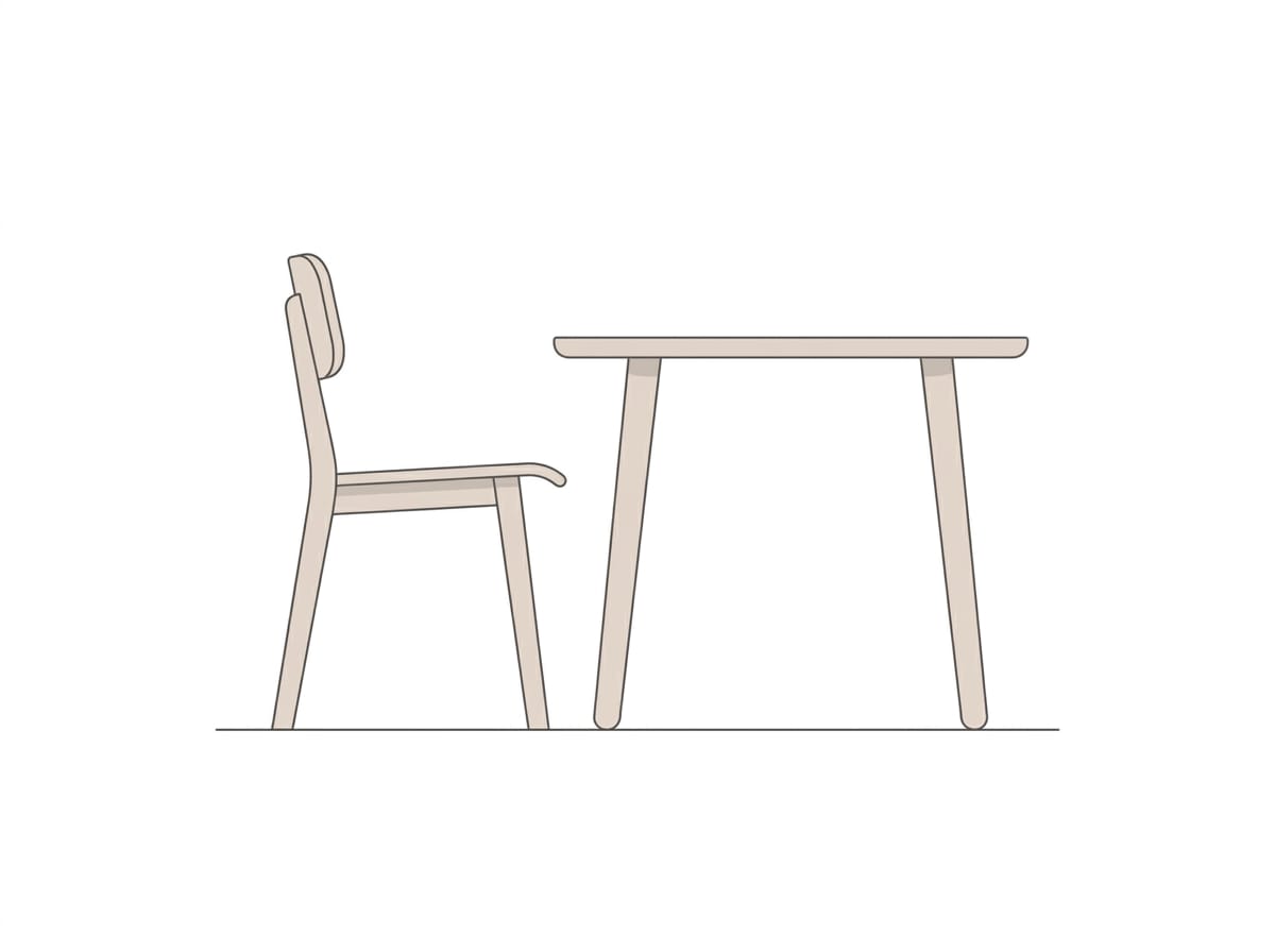 Esquema visual de las dimensiones clave para la estabilidad de una silla infantil.